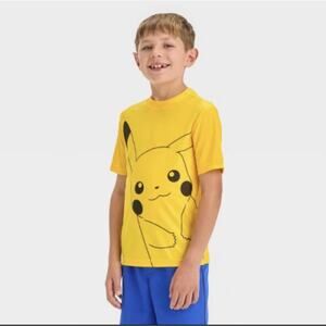 Pokémon Pikachu Short Sleeve Swim Top Boys Medium Yellow Swimwear UPF 50+ NWT
